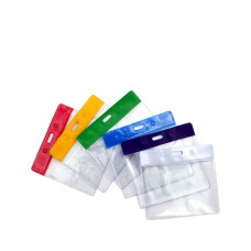 Clear Vinyl Landscape ID Card Holder with Coloured Top